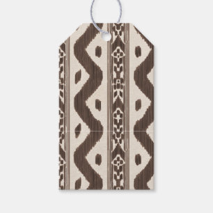 Small Scale Chocolate Ikat on Cream Gift Tags