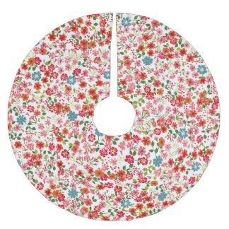 Small-scale flowers, calico style seamless backgro brushed polyester tree skirt