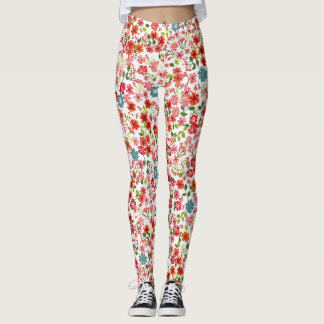 Small-scale flowers, calico style seamless backgro leggings