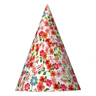 Small-scale flowers, calico style seamless backgro party hat