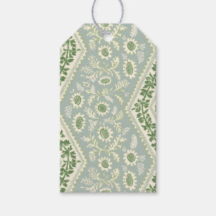 Small Scale Green and Seafoam Floral Stripe Gift Tags