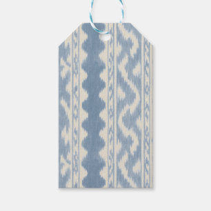 Small Scale Storm Blue Ikat on Cream Gift Tags