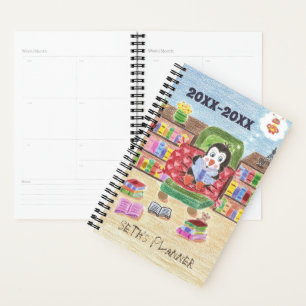 Small school planner for kids with penguin