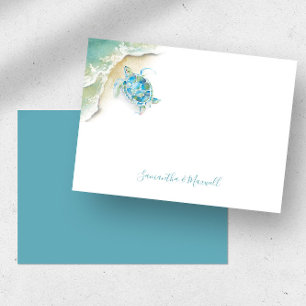 Small Sea Turtle Ocean Personalised Watercolor Card