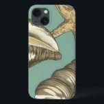 Small Shell Trio on Teal iPhone 13 Case<br><div class="desc">Megan Meagher is known for her simple art pieces. This image captures the simplicity of the seashore's treasures,  of a conch shells and a starfish. Meagher encompasses a teal background in her image to contrast these treasures. Get this fine art print today on your Zazzle product today.</div>