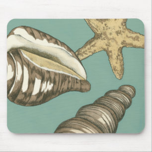 Small Shell Trio on Teal Mouse Pad