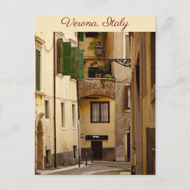 Small, Side Street in Verona Postcard (Front)