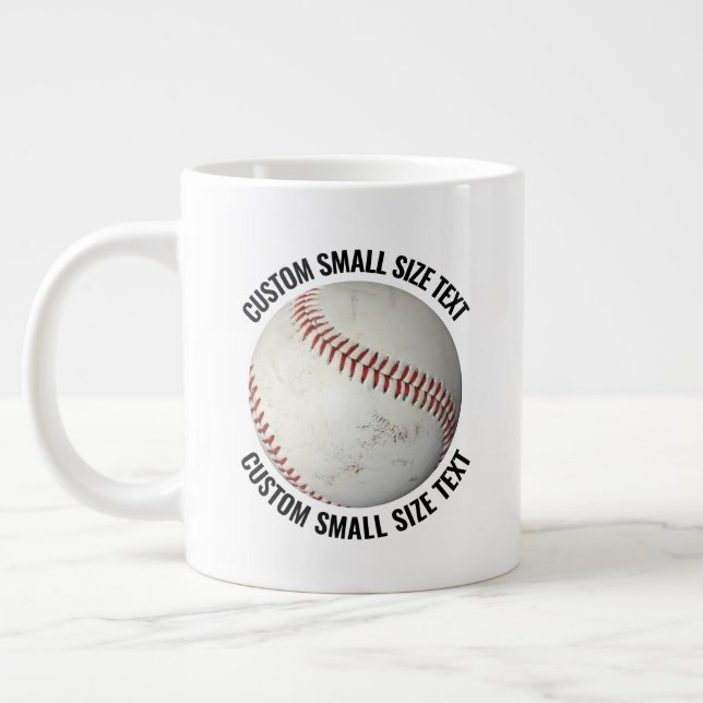 Small Size Personalised Text Baseball Custom Large Coffee Mug (Left)
