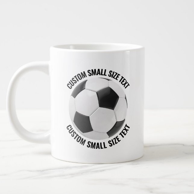 Small Size Personalised Text Soccer Ball Custom Large Coffee Mug (Left)