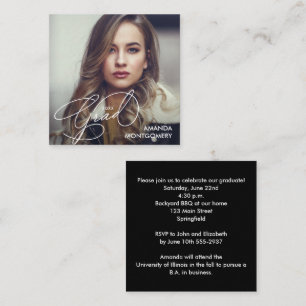 Small Square Photo Elegant Graduation Party Enclosure Card