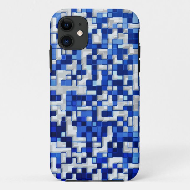 Small squares messed, shades of blue with white Case-Mate iPhone case (Back)
