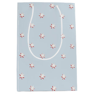 Small Star Print, Americana Red White Blue Medium Gift Bag