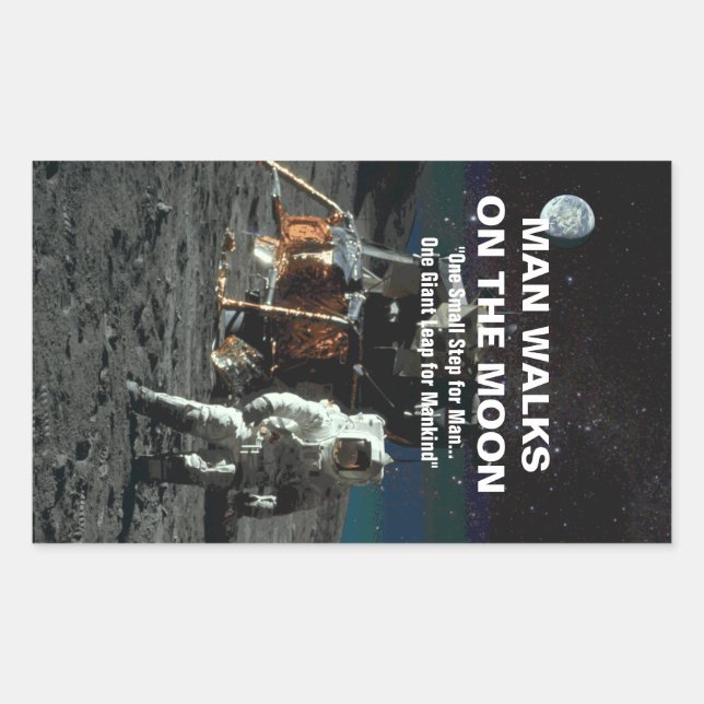 Small Step for Man on Moon Giant Leap for Mankind Rectangular Sticker (Front)