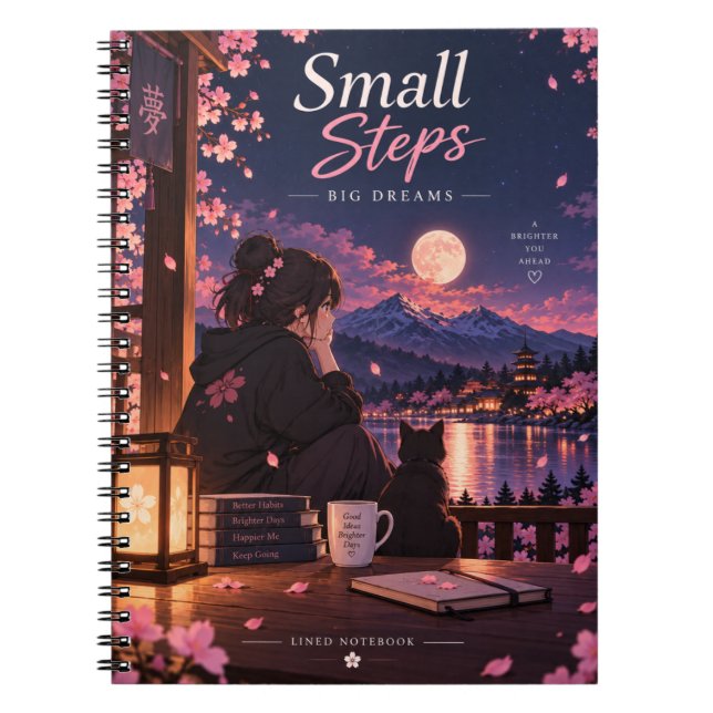 Small steps big dreams anime notebook,school notes notebook (Front)