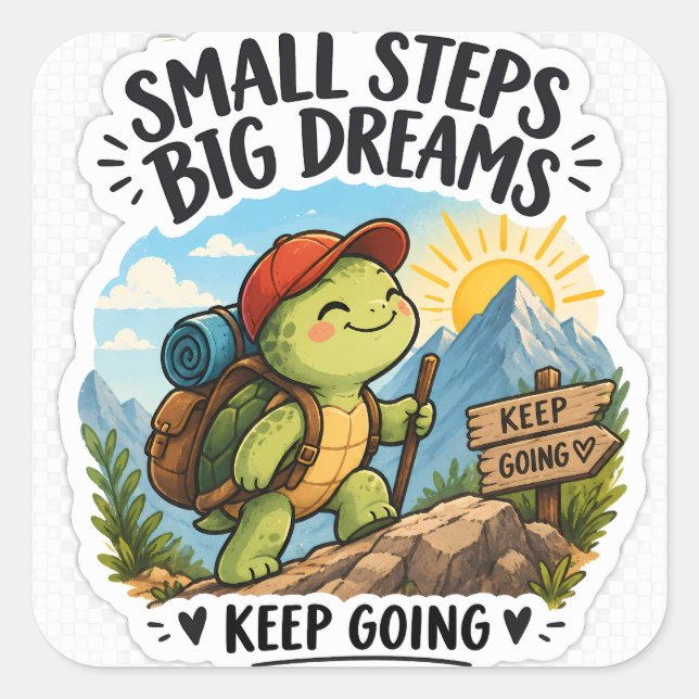Small Steps Big Dreams Turtle Sticker | Cute Motiv (Front)