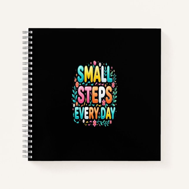 Small Steps Every Day | Motivational Typography Notebook (Front)