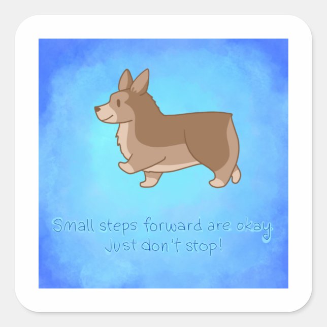 "Small Steps Forward" Corgi Stickers (Front)