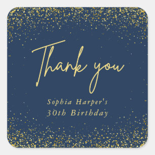 Small Stickers Navy Gold Confetti Thank You