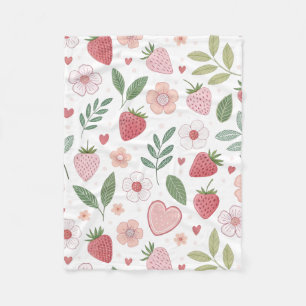 Small Strawberry Pattern Fleece Blanket