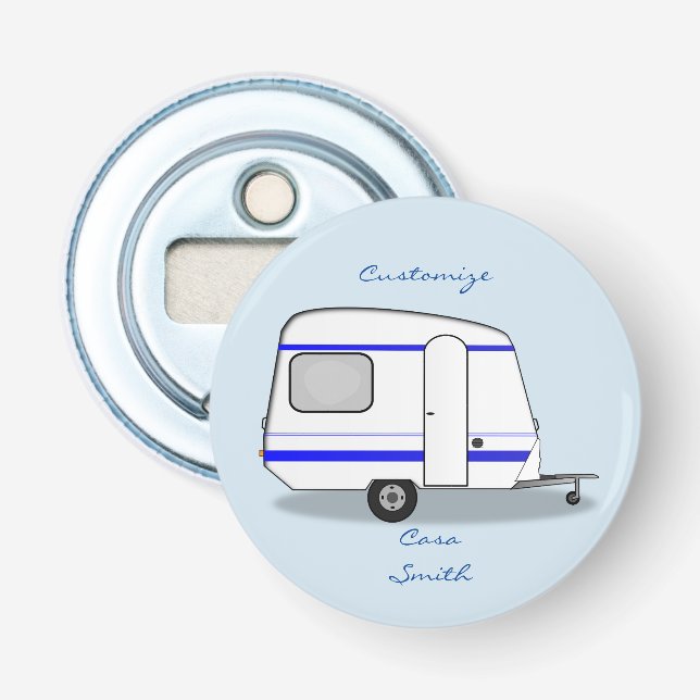 Small streamlined trailer gypsy caravan bottle opener (Front)