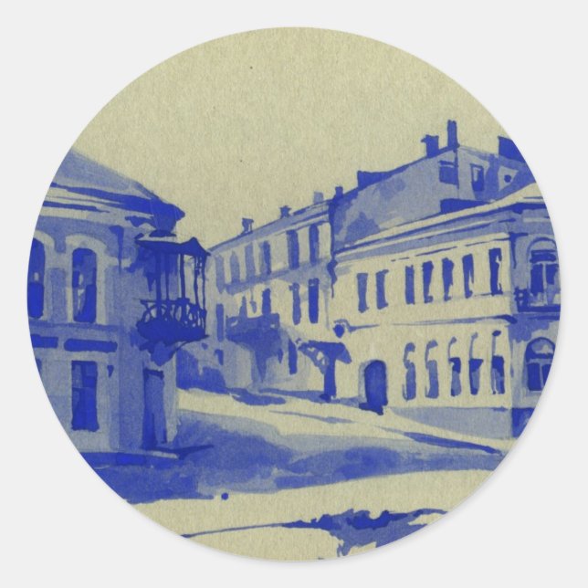 Small streets in the old town classic round sticker (Front)
