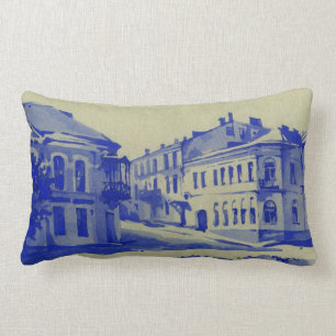 Small streets in the old town lumbar cushion
