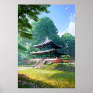 Small Temple in The Garden Poster