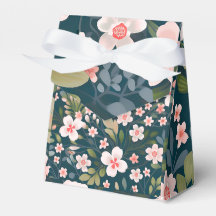 Small Tent Favor Box with Ribbon ( Floral Design)