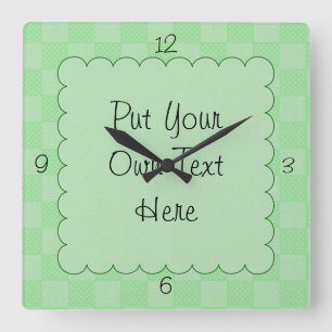 Small Textured Green Patchwork Pattern Square Wall Clock