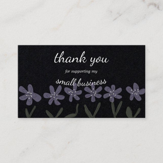 Small thank you card black and flowers (Front)