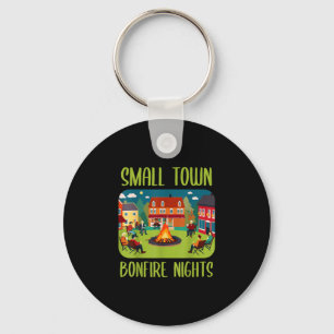 Small town bonfire nights fall autumn season key ring