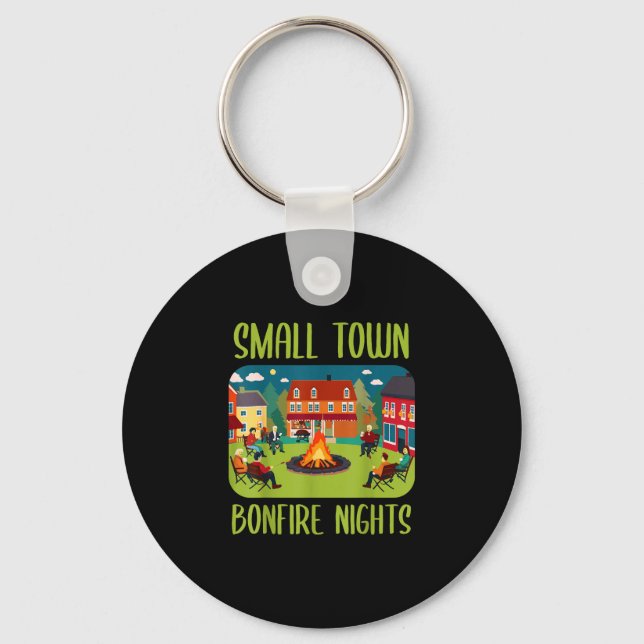 Small town bonfire nights fall autumn season key ring (Front)