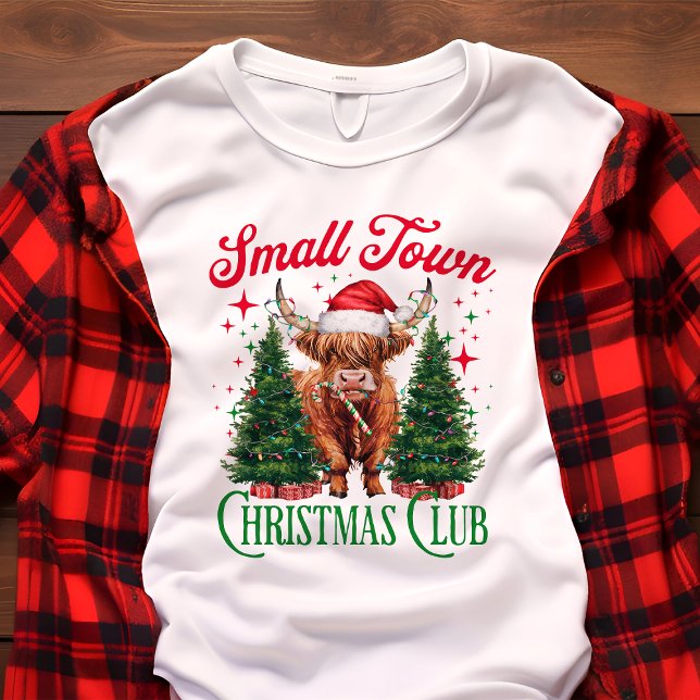 Small Town Christmas Club Highland Cow Holiday  Tri-Blend Shirt (Creator Uploaded)
