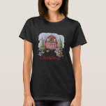 Small Town Christmas Festive Winter Barn T-Shirt<br><div class="desc">Small Town Christmas Festive Winter Barn</div>