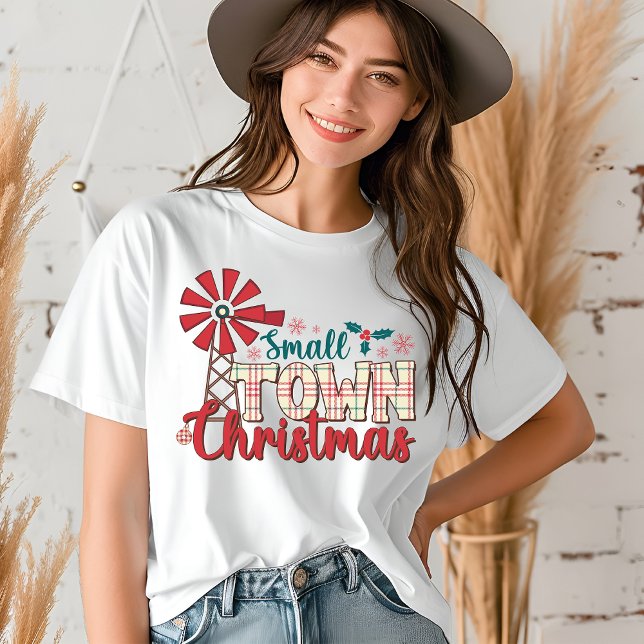 Small Town Christmas Rustic Typography Tri-Blend Shirt (Creator Uploaded)