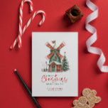 Small-Town Christmas Theme Design Card<br><div class="desc">This cute small-town Christmas theme greeting card features a cute small-town Christmas-decorated house. Easily Personalise this holiday greeting card.</div>