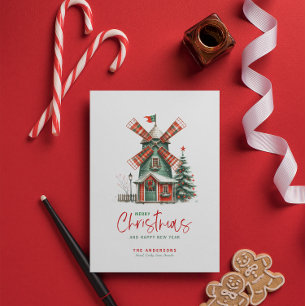 Small-Town Christmas Theme Design Card