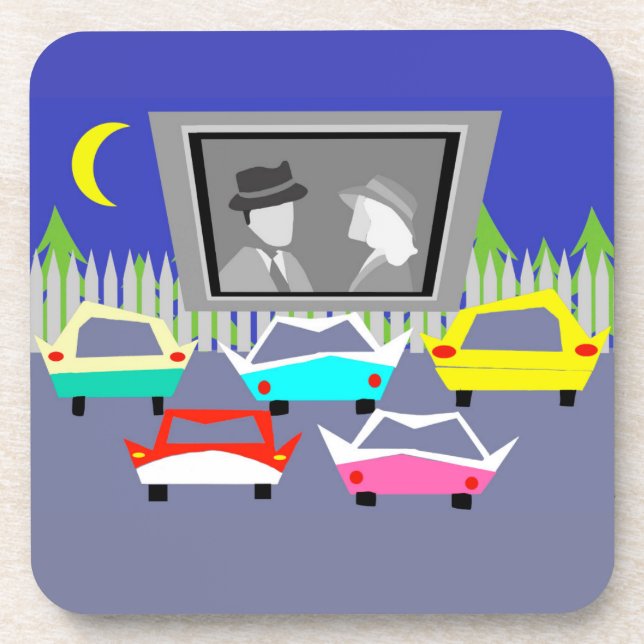 Small Town Drive-In Movie Cork Coasters (Front)