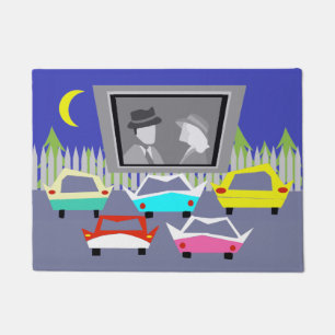 Small Town Drive-In Movie Door Mat