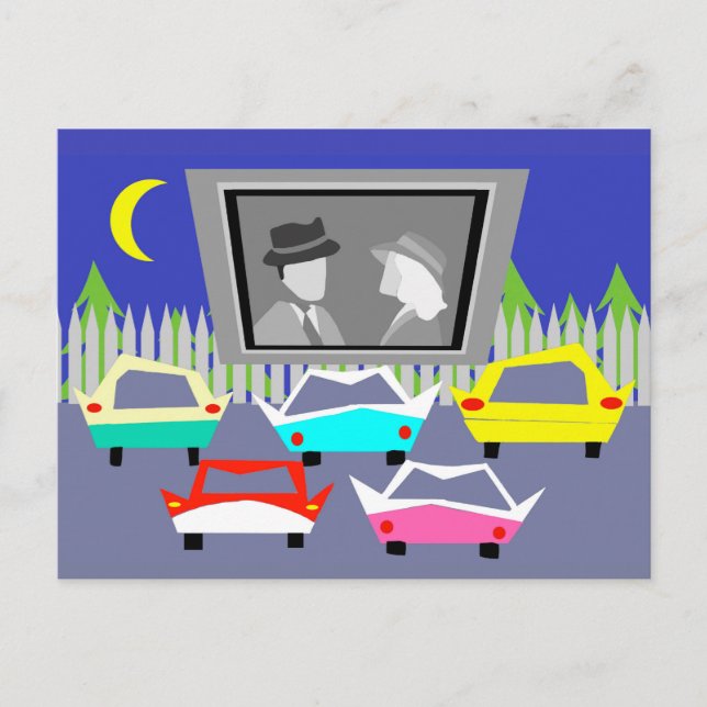 Small Town Drive-In Movie Postcard (Front)