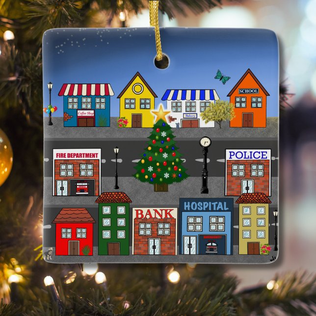 Small Town Neighbourhood Ceramic Ornament (Creator Uploaded)