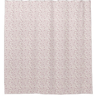 Small Trailing Block Print Floral - Pink Shower Curtain