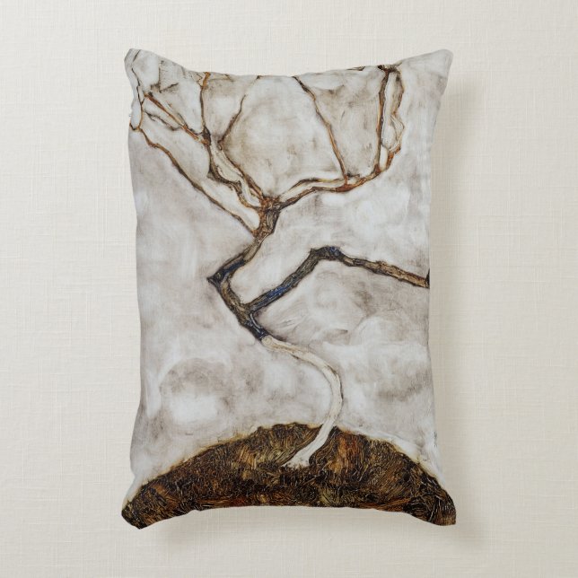 Small Tree In Late Autumn by Egon Schiele Decorative Cushion (Front(Vertical))