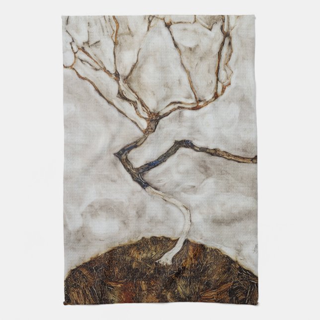 Small Tree In Late Autumn by Egon Schiele Tea Towel (Vertical)