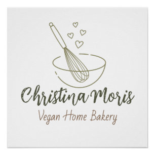 Small Vegan Home Bakery Business Logo Poster