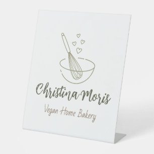 Small Vegan Home Bakery Logo Pedestal Sign