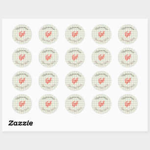 Small Vegan Home Bakery Thank You Pattern Classic Round Sticker