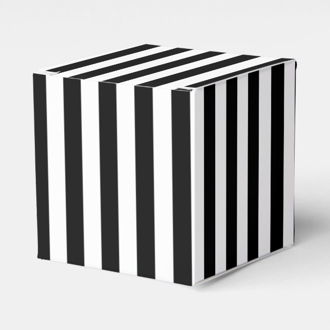 Small Vertical Black Stripes Favour Box (Front Side)