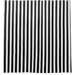 Small Vertical Black Stripes Shower Curtain