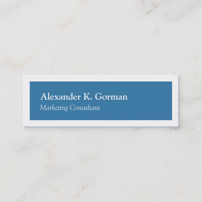 Small white border solid colbalt blue classic mini business card (Front)